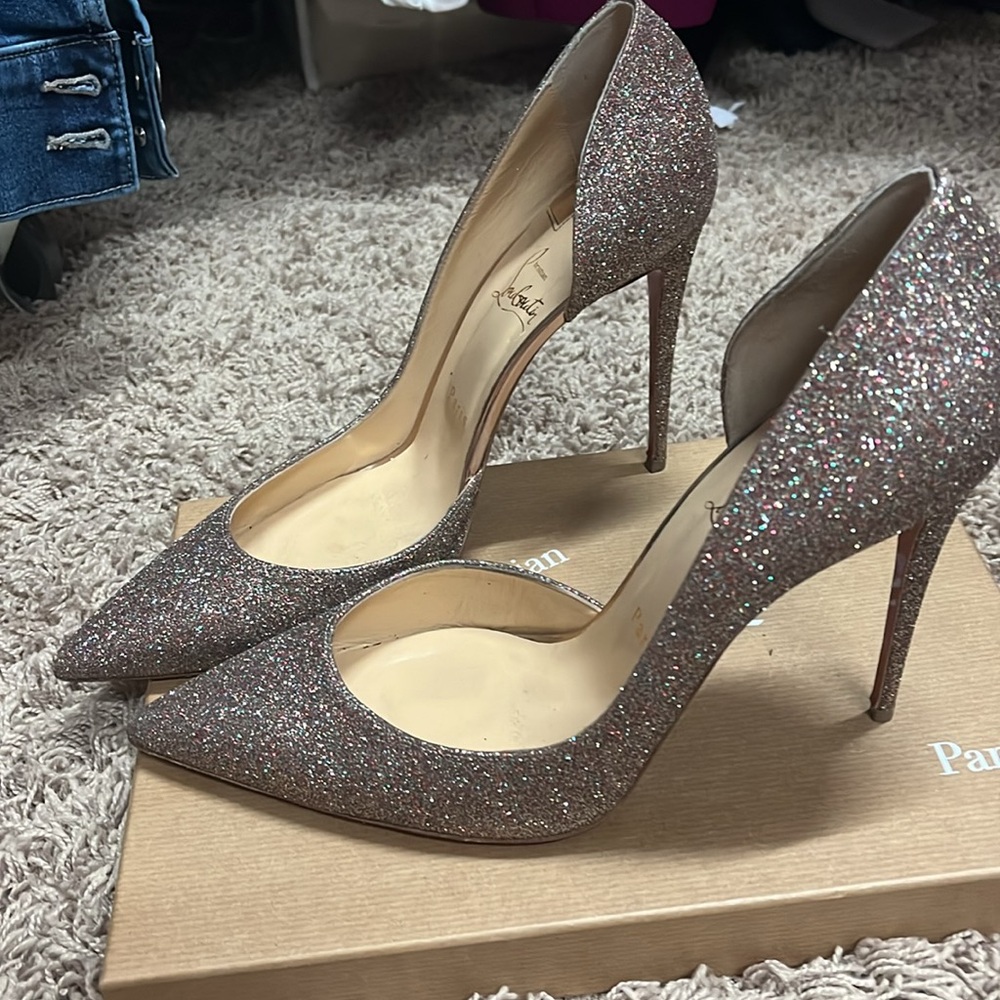 Christian Louboutin size 41.5 Iriza 100mm Glitter Stilettos - worn only once.